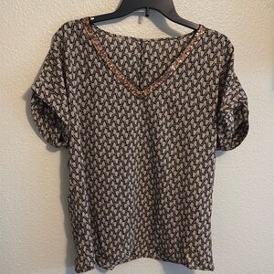 Women’s Silky Sequin Collar Blouse